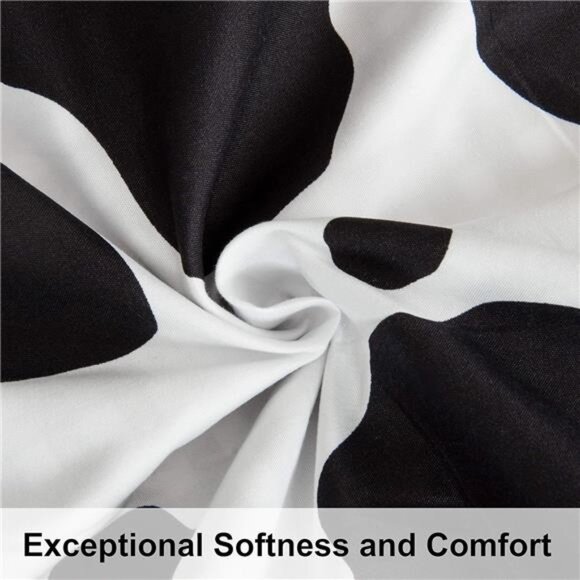 Microfiber Queen Duvet Cover Set,3 Pieces Ultra Soft Cow Printed Comforter Cover - Picture 5 of 7